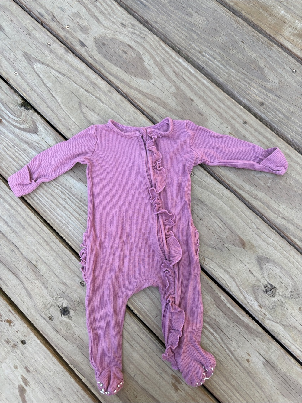 Caden Lane Mauve Pink Ruffle Footed One-Piece
